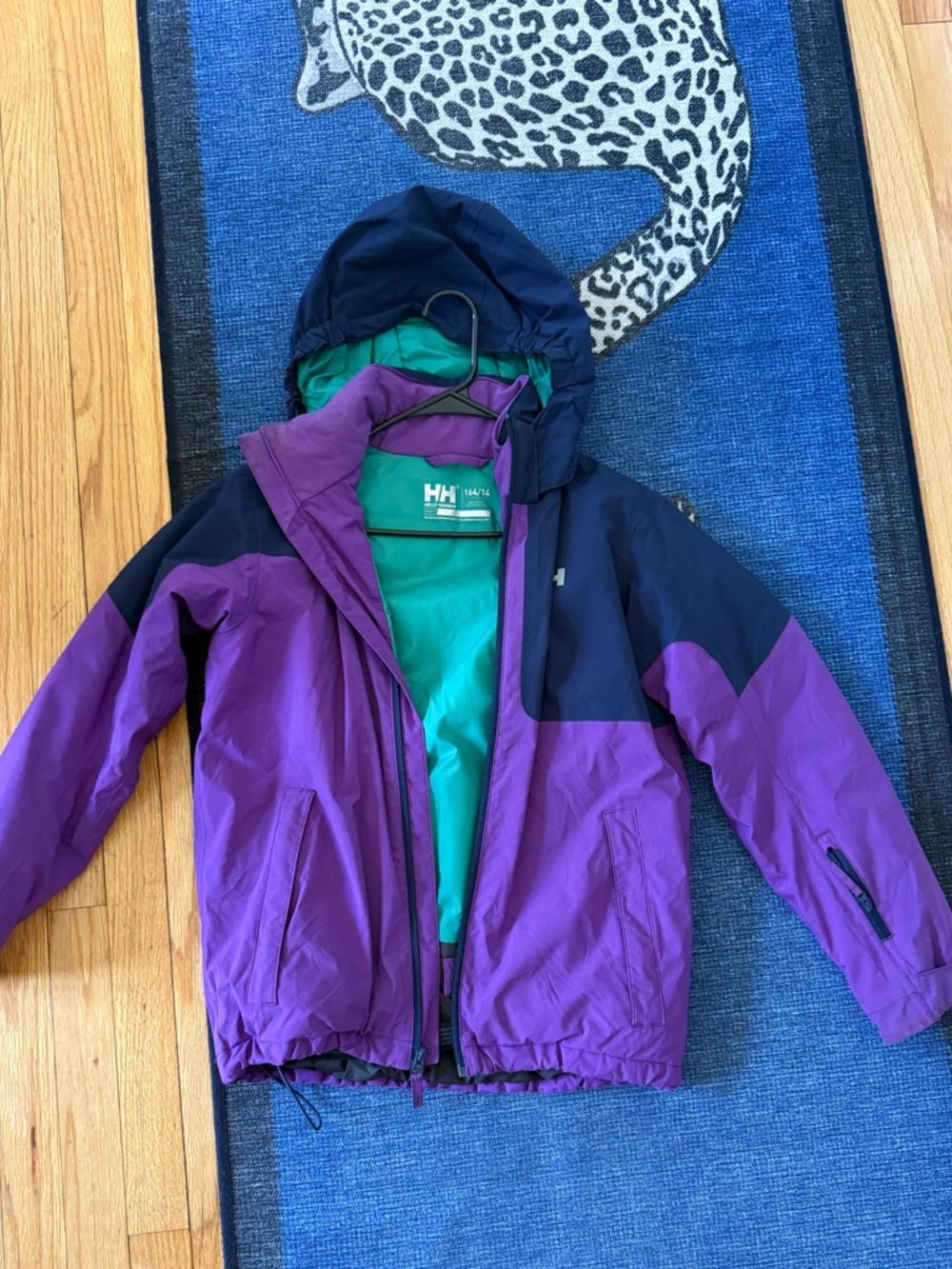 Helly Hansen Purple and Navy Kids Waterproof Rain Jacket